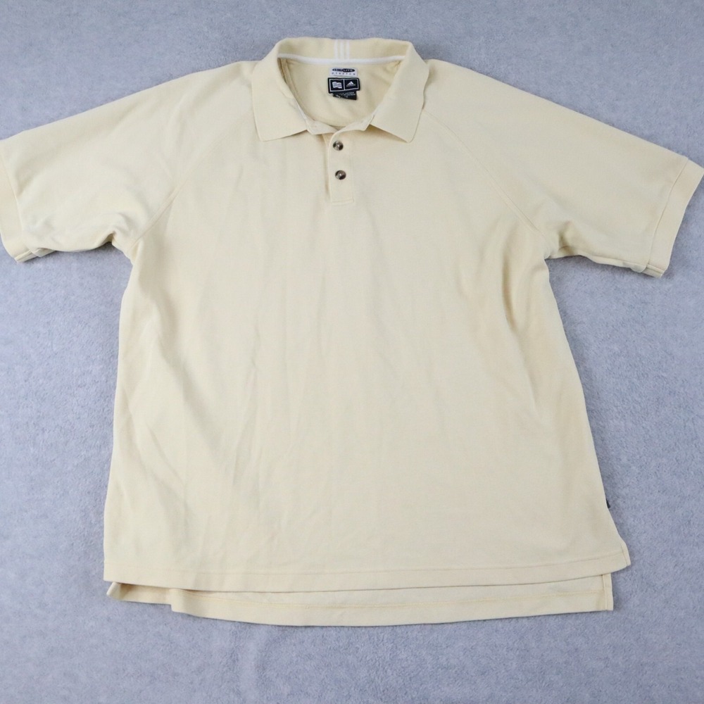 Adidas Golf Polo Shirt Mens Large Climalite Stretch Knit Yellow‎ Short Sleeve